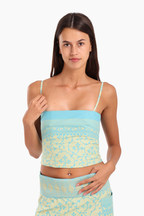 Short top in cotton with adjustable straps